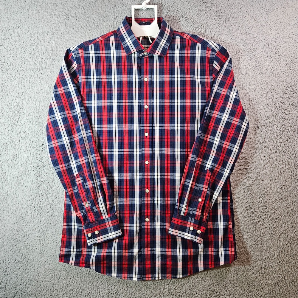 Tommy Hilfiger Shirt Men XL 16/32-33 Button Up Long Sleeve Multicolor Plaid  EUC